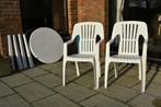 2 chaises et une table ronde de jardin, Tuin en Terras, Tuinstoelen, Ophalen, Gebruikt, Plastic, Stapelbaar