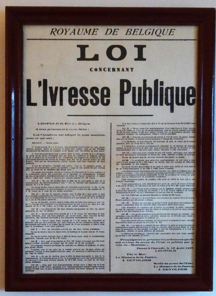 WET INZAKE OPENBARE DRONKENSCHAP BAR CAFE ORVAL XIXe, Verzamelen, Biermerken, Zo goed als nieuw, Reclamebord, Plaat of Schild