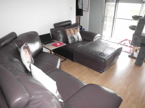 salon leder, Huis en Inrichting, Zetels | Complete zithoeken, Gebruikt, Hout, Leer, Ophalen