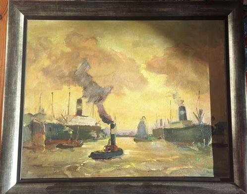 Schitterende „maritieme” haven van Antwerpen, begin 20ste/Fa, Antiek en Kunst, Kunst | Schilderijen | Modern, Ophalen