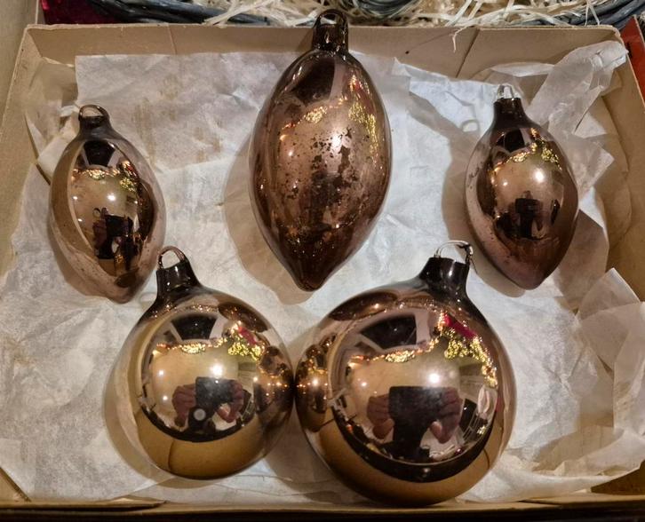 Boules de Noël anciennes ajeko 5 pièces, Divers, Noël, Enlèvement ou Envoi