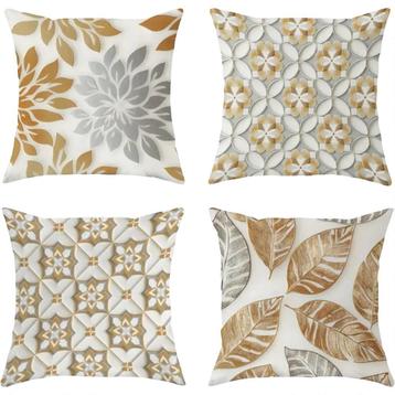 Set van 4 kussenhoezen grijs wit goud 40x40cm beschikbaar voor biedingen