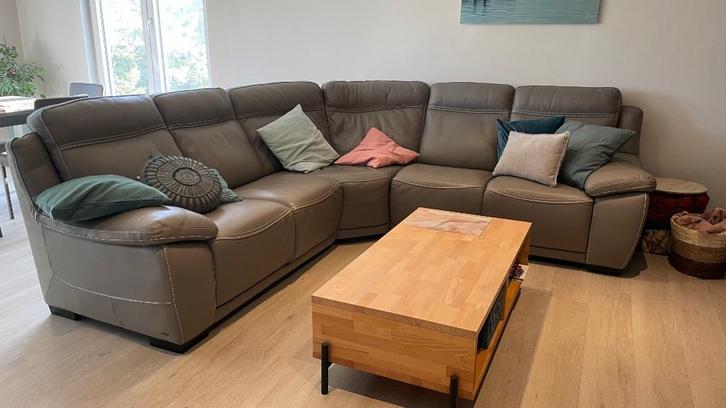 Comfortabele lederen hoekzetel, Huis en Inrichting, Zetels | Complete zithoeken, Gebruikt, Leer, Ophalen