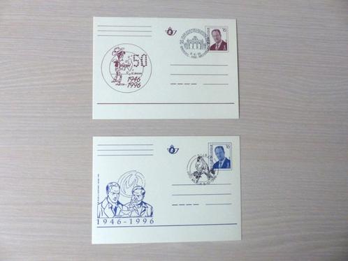 2 Cartes postales illustrées BD avec cachet, Timbres & Monnaies, Timbres | Europe | Belgique, Enlèvement ou Envoi