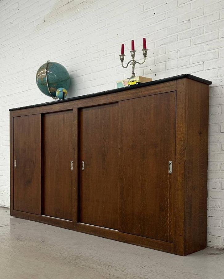Vintage schoolkast - schuifdeurkast, Huis en Inrichting, Kasten | Schoenenkasten, Verzenden