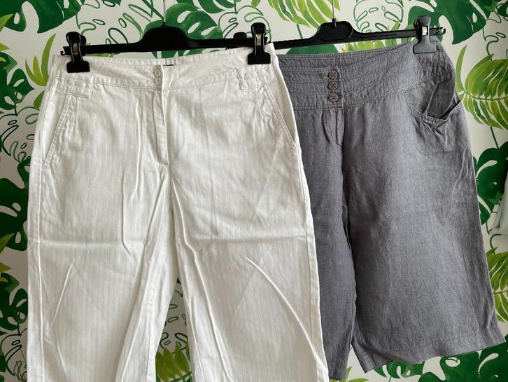 Kniebroeken - Russo & Conti - M, Kleding | Dames, Broeken en Pantalons, Zo goed als nieuw, Maat 38/40 (M), Wit, Driekwart, Verzenden