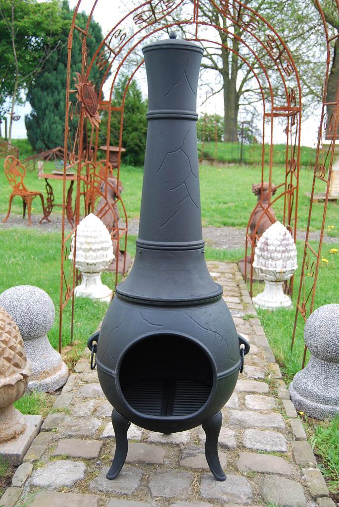 GROTE GIETIJZEREN VUURPOT, SCHOORSTEEN VAN 1,50 M, Tuin en Terras, Terrasverwarmers, Nieuw, Ophalen