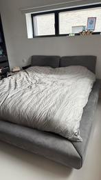 Bedkader grijze stof voor matras 180x200cm of 2x90cm, Gris, Tissu, Enlèvement, Utilisé