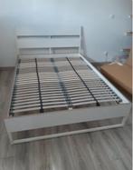 Schitterend wit houten bed met boxsprings 140/200 nieuw, Ophalen, Wit, Hout