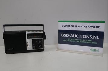 Vintage Draagbare Philips Radio in het Zwart/Zilver beschikbaar voor biedingen