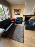 Lederen salon zwart/anthrasiet, Ophalen, Zo goed als nieuw, Leer, Modern klassiek