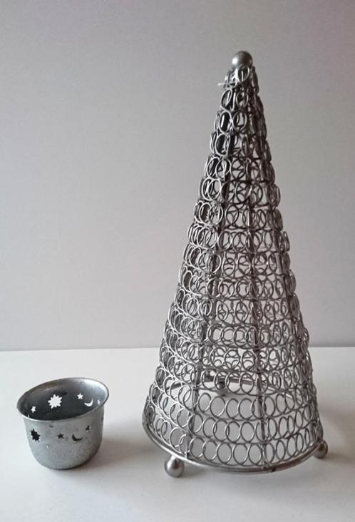 Kerstboom in metaal - extra : met theelichthouder - kerst, Diversen, Kerst, Zo goed als nieuw, Ophalen of Verzenden