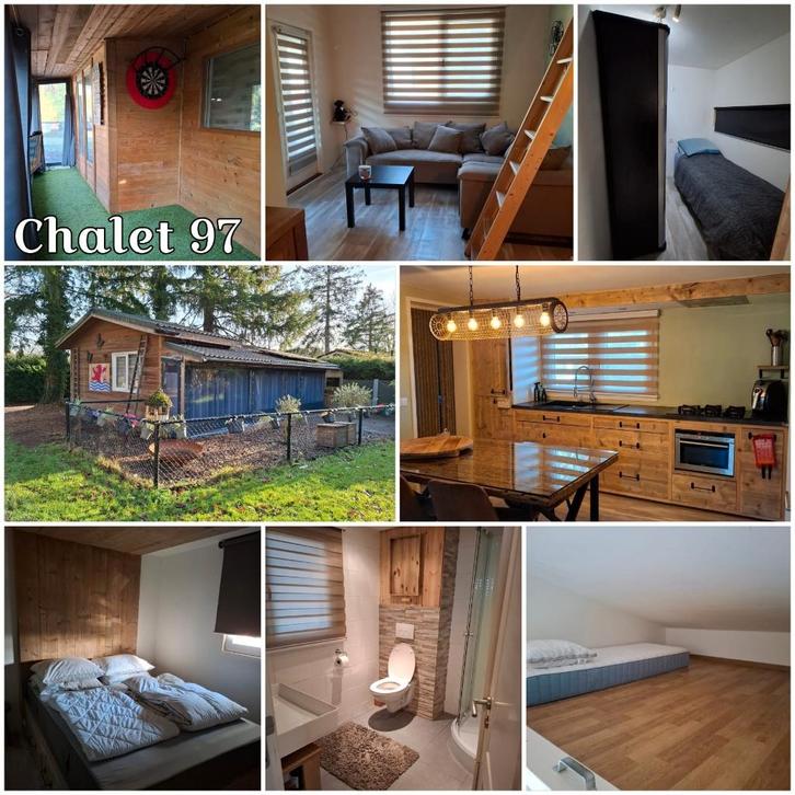 bemeubeld chalet te koop, Vakantie, Vakantiehuizen | België, Limburg of Luik, Chalet, Bungalow of Caravan, Recreatiepark, In bos