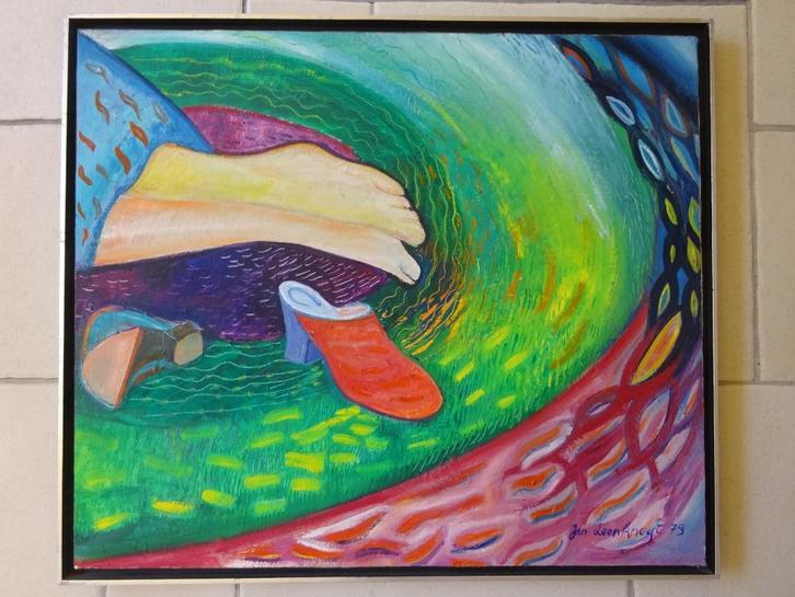 Jan Leenknegt, olie op doek, rust 1979, 68 x 58 cm,, Antiek en Kunst, Kunst | Schilderijen | Modern, Ophalen