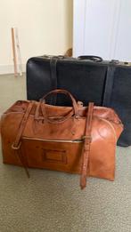 Vintage volledig lederen koffer en leren bruine reistas, Handtassen en Accessoires, Ophalen, Zo goed als nieuw