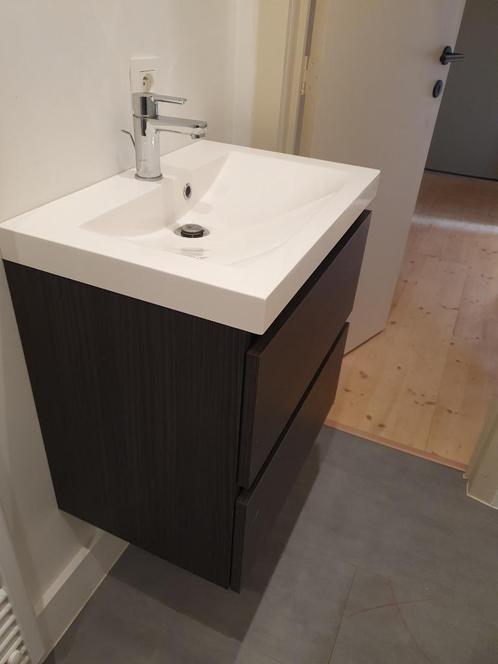 Badkamer enkele lavabo met meubel te koop, Huis en Inrichting, Badkamer | Badkamermeubels, Zo goed als nieuw, Wastafelkast, Minder dan 100 cm