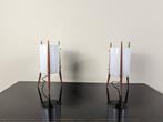 Paar teakhouten statieflampen van Alfaplex Milano, Minder dan 50 cm, Gebruikt, Ophalen of Verzenden, Metaal