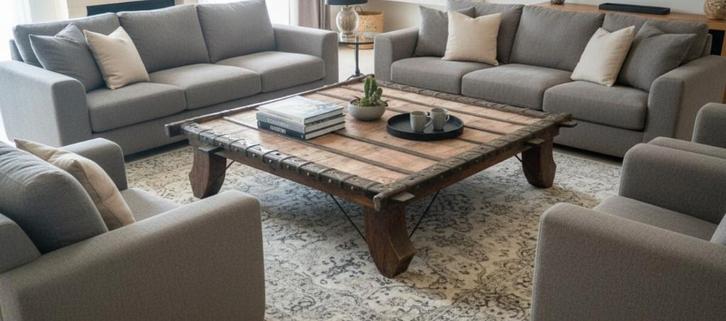 Antieke Indische Ossenkar salontafel, Antiek en Kunst, Antiek | Meubels | Tafels, Ophalen of Verzenden