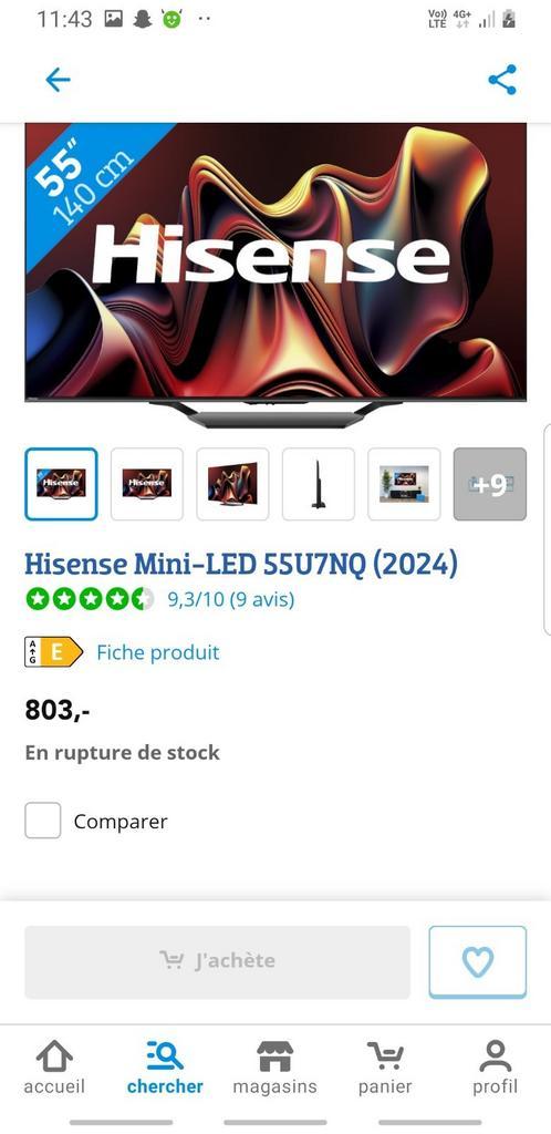 Hisense Mini-LED 55U7NQ (2024) – 55 pouces / 140 cm, Audio, Tv en Foto, Overige Audio, Tv en Foto, Ophalen of Verzenden