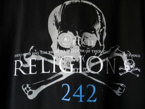 FRONT 242 OFFICIAL VINTAGE T- SHIRT RELIGION SKULL  SIZE XXL, Kleding | Heren, T-shirts, Gedragen, Overige maten, Zwart, Verzenden