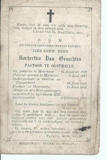 RP Norbertus Van Genechten 1797-1872  Pastoor Oostmalle