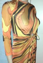 Lange jurk oranje bruin retro Stradivarius S of 36, Bruin, Verzenden, Nieuw, Maat 36 (S)