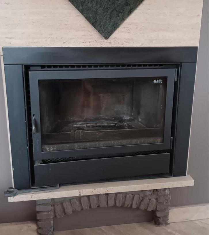 FLAM inbouw houtkachel, Maison & Meubles, Poêles, Utilisé, Encastré, Poêle à bois, Bois, Enlèvement