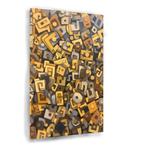 Bruine en Beige Abstracte Chaos canvas 50x70cm - 18mm., Huis en Inrichting, Woonaccessoires | Schilderijen, Tekeningen en Foto's