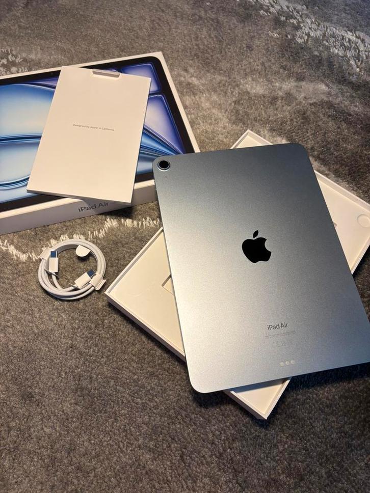 iPad Air M2 Blue — 128 GB, garantie, + accessoires, Computers en Software, Apple iPads, Nieuw, Apple iPad Air, Wi-Fi, 11 inch
