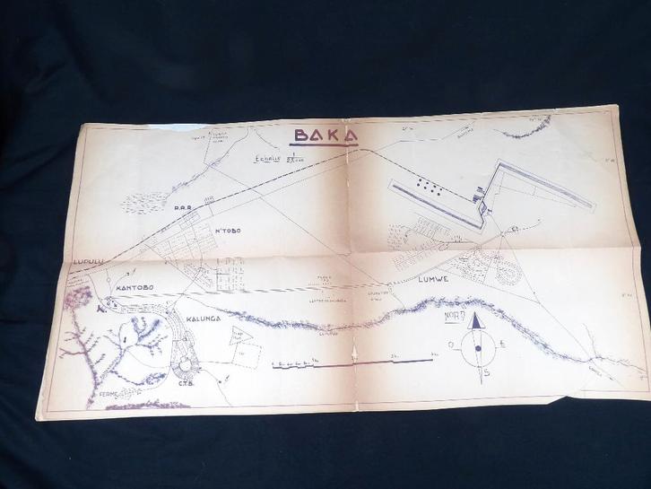 Congo - BAKA - Kamina plattegrond, Verzamelen, Militaria | Algemeen, Ophalen