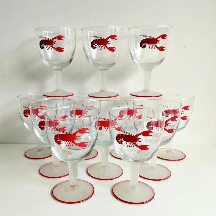 Vintage garnaalcocktail kreeftcocktail glazen, Antiek en Kunst, Curiosa en Brocante, Ophalen of Verzenden