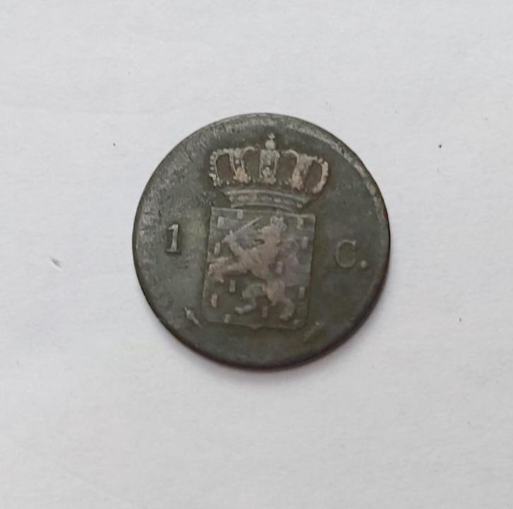 oude Nederlandse munt uit 1827, Willem I, 1 cent, Utrecht, Verzamelen, Overige Verzamelen, Gebruikt, Ophalen of Verzenden
