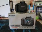 Canon EOS 2000D + lens + cameratas + SD-kaart, Audio, Tv en Foto, Fotocamera's Digitaal, Ophalen, Spiegelreflex, Canon, Zo goed als nieuw