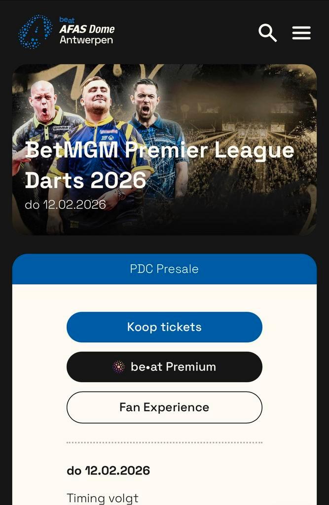 2 tickets Premier league Darts Antwerpen, Tickets en Kaartjes, Evenementen en Festivals