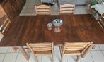 vol houten eettafel ( verlengstuk ), 6 stoelen en buffetkast, Ophalen, Gebruikt, 4 tot 6 stoelen