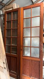 Oude dubbel deur met frozen geslepen glas, Doe-het-zelf en Bouw, Deuren en Vliegenramen, Ophalen, Zo goed als nieuw, Glas