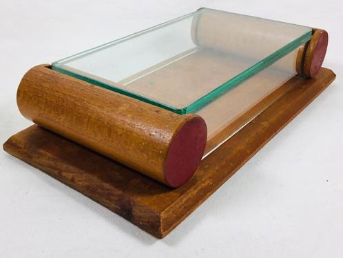 Modernist Design Art Deco kistje doosje juwelen hout + glas, Antiek en Kunst, Curiosa en Brocante, Verzenden