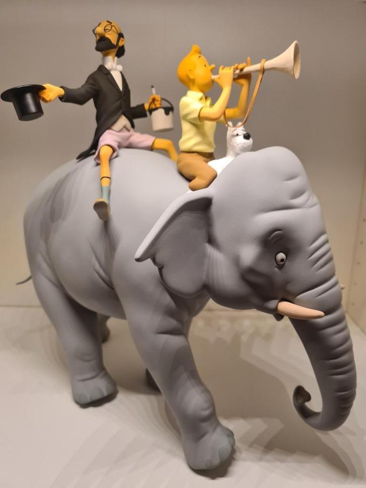 Fariboles - Tintin & Milou, le Pr Siclone sur l'éléphant, Verzamelen, Stripfiguren, Nieuw, Beeldje of Figuurtje, Kuifje, Ophalen