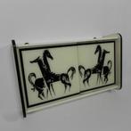Wandkastje met schuifdeuren met paarden afbeelding, jaren 50, Antiek en Kunst, Ophalen of Verzenden