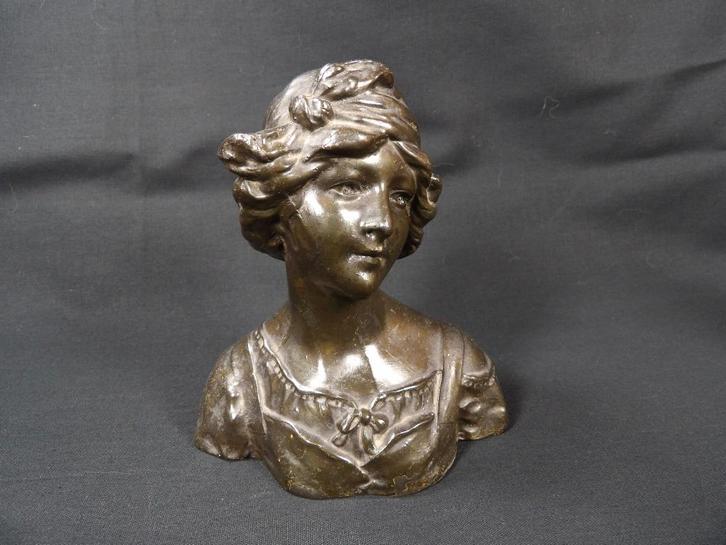 Antieke gesigneerde Art Deco buste, Antiek en Kunst, Antiek | Brons en Koper, Ophalen