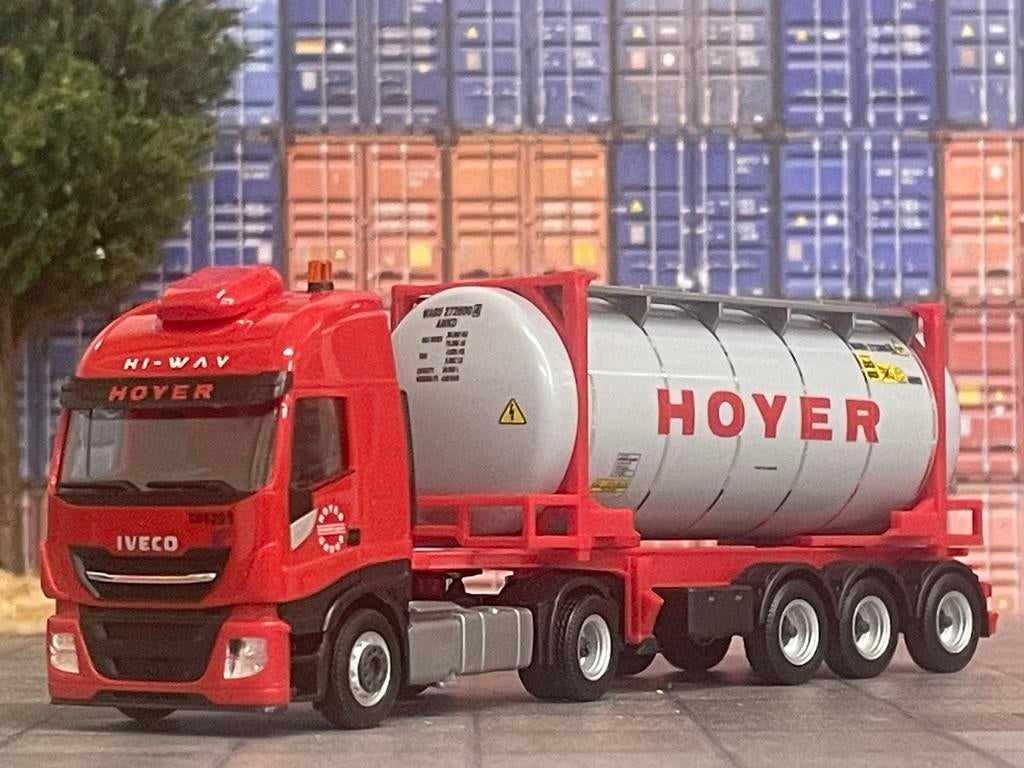 Herpa Iveco Hi-Way HOYER swap container 1:87, Hobby en Vrije tijd, Modelauto's | 1:87, Zo goed als nieuw, Bus of Vrachtwagen, Herpa