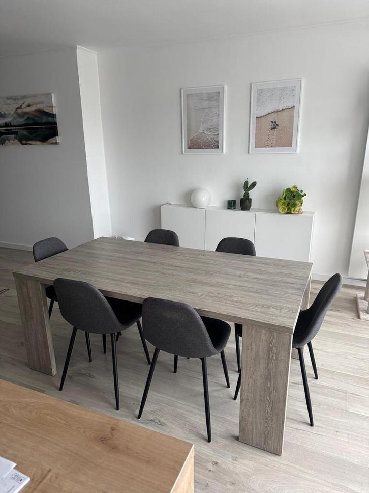 6 Eetkamerstoelen - Antraciet grijs - 120 euro voor de set, Huis en Inrichting, Stoelen, Gebruikt, Vijf, Zes of meer stoelen, Stof