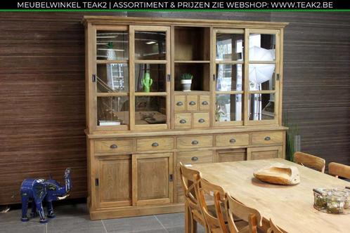 Nieuwe teak kasten - buffetkast en vitrinekast bij TEAK2, Huis en Inrichting, Kasten | Buffetkasten, Nieuw, Met lade(s), Met deur(en)