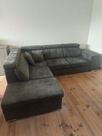 Canapé d'angle haut de gamme tissu gris 275x222cm non fumeur, Enlèvement, Comme neuf