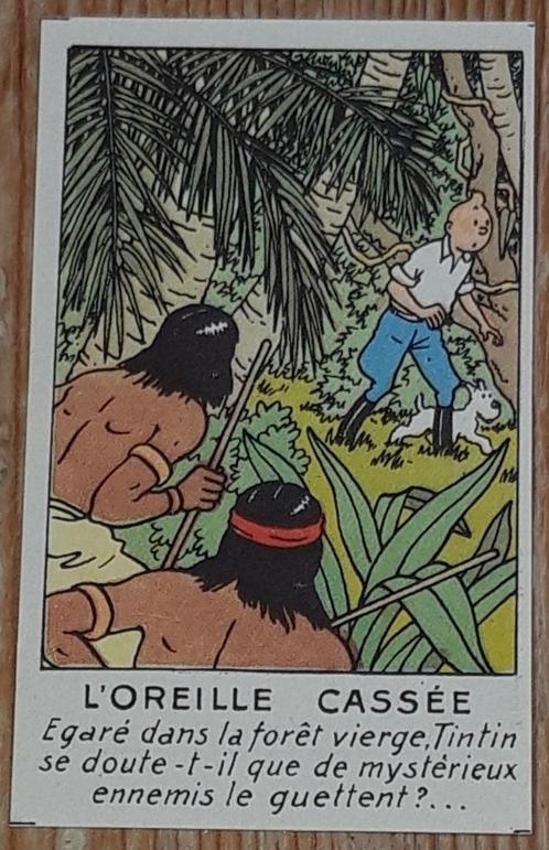 Tintin vignette L'Oreille Cassée 1950 Hergé Kuifje, Verzamelen, Stripfiguren, Zo goed als nieuw, Plaatje, Poster of Sticker, Kuifje