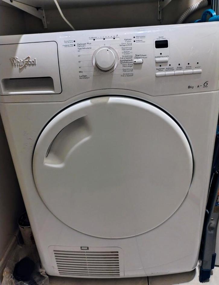 Whirlpool droger van 8 kg — A++, Elektronische apparatuur, Droogkasten, Gebruikt, Condens, Ophalen