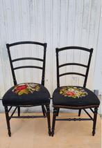 2 chaises Napoléon III noires et dorées et assise fabriquée, Enlèvement