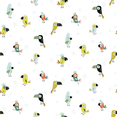 6242) 140x50cm katoen neushoornvogel wit, Hobby en Vrije tijd, Stoffen en Lappen, Nieuw, Katoen, 120 cm of meer, 30 tot 200 cm