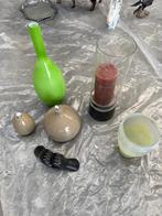 Set vazen en kaars in glas, Huis en Inrichting, Woonaccessoires | Vazen, Ophalen, Zo goed als nieuw, Overige kleuren, Glas