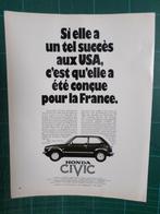 Honda Civic - publicité papier - 1973, Collections, Autres types, Utilisé, Enlèvement ou Envoi